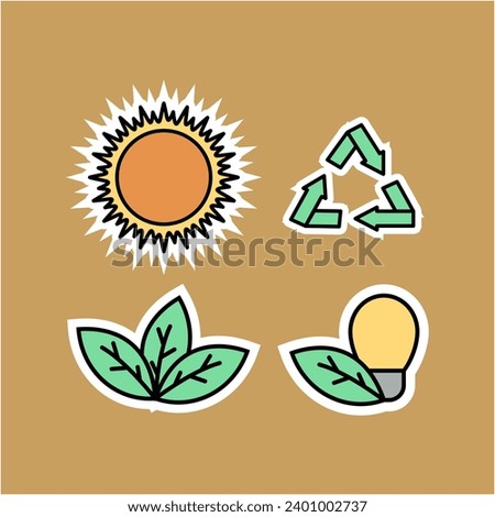 A picture of a sun, leaves, and a light bulb suitable for eco-friendly and sustainable design projects, renewable energy concepts, and environmentally conscious marketing materials.