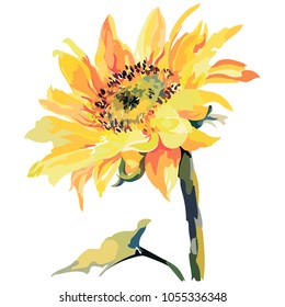Picture of a sunflower in orange colors. Vector