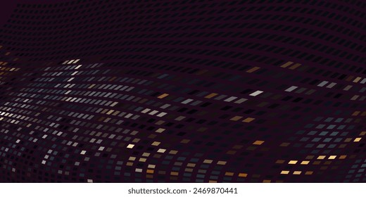 a picture of a sunset with a lot of small squares on the side of the picture and the sun in the distance with a black background. vector eps 10
