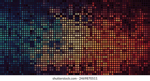 a picture of a sunset with a lot of small squares on the side of the picture and the sun in the distance with a black background. vector eps 10