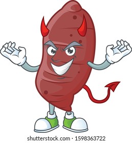 Picture of sweet potatoes as a Devil cartoon mascot