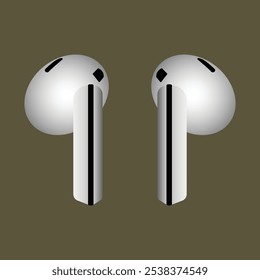 Imagen, símbolo, logotipo de los auriculares vistos desde atrás. Con un diseño minimalista en blanco con gradación gris