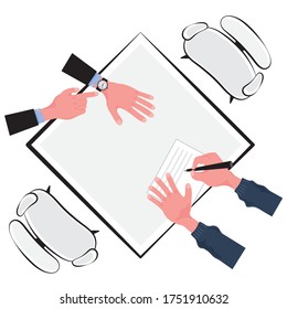a picture of teamwork among coworker support each other until success after having a meeting on the table