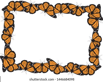 
picture texture of butterflies monarchs on white background - vector