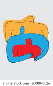 A picture that simplifies people with a modern look, a minimal appearance.It is good for decorative parts such as posters, wall art, small bags, T-shirt printing, and mobile cases.Vector