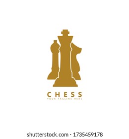 A picture of three chess pieces. This logo is suitable for use as a chess sports competition logo.