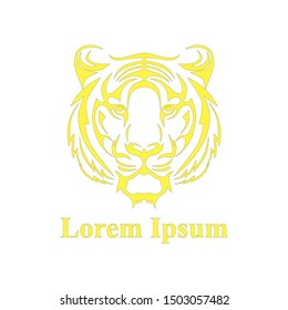 In the picture, the tiger logo is yellow, the logo with the text below. Logo for new firm, institution.
