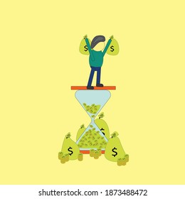 picture, time money, vector on white background