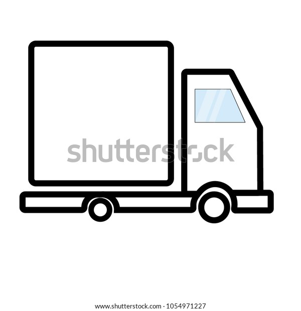 picture a truck with\
a trailer , simple icon for web site aphids of the store. sketch\
for the business of transportation of goods and customers.car on a\
white background.