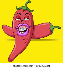 picture of two chilies together, One with a cute expression