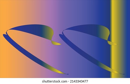 picture of two dark blue and yellow leaf stalks on an orange, purple and golden yellow background