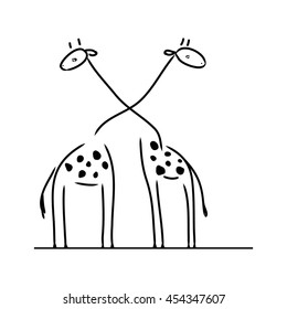 A picture of two giraffes on white background, vector illustration
