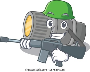 A picture of underwater flashlight as an Army with machine gun