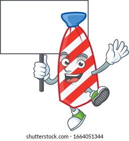 A picture of USA stripes tie cartoon character with board