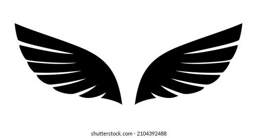 Vector de imagen del icono del ala negra. Izquierda y derecha. Las alas de pájaro. Ánimo 
