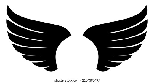 Picture vector of black wing icon. Left and right. Bird wings. Angel wings 