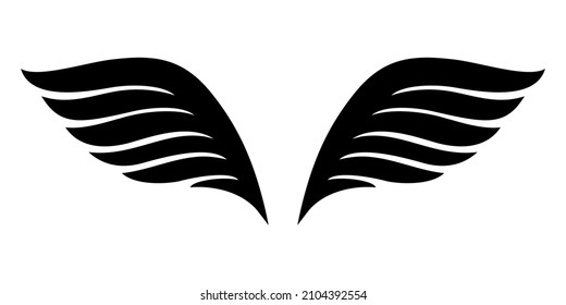 Picture vector of black wing icon. Left and right. Bird wings. Angel wings 