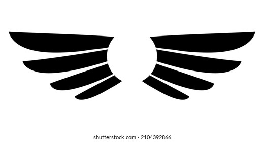 Picture vector of black wing icon. Left and right. Bird wings. Angel wings 