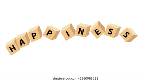 A picture of vector blocks happiness fun fact on white background. Can be use for education, fun, life full enjoyment