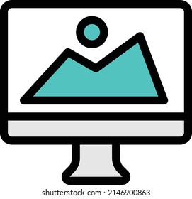 icono de línea de color de vector de imagen