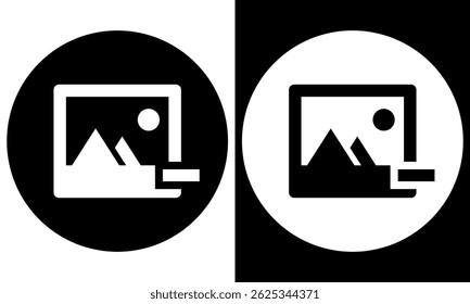 Picture vector icon. Camera icon. Photo icon black and white.