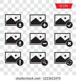 Picture vector icon, image symbol set icon isolated on white background.