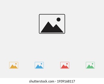 Picture vector icon, image symbol. Vector illustration icon. Set of colorful flat design icons