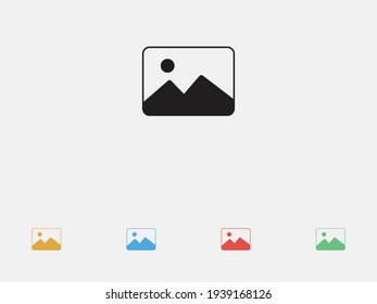 Picture Vector Icon, Image Symbol. Vector Illustration Icon. Set Of Colorful Flat Design Icons