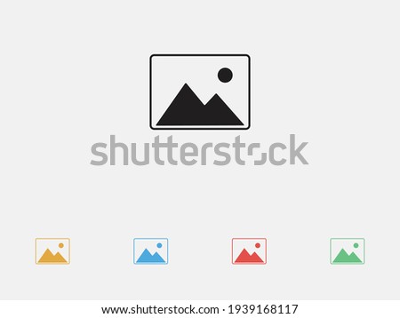 Picture vector icon, image symbol. Vector illustration icon. Set of colorful flat design icons