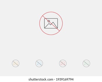 Picture vector icon, no image symbol. No picture vector icon. Vector illustration icon. Set of colorful flat design icons