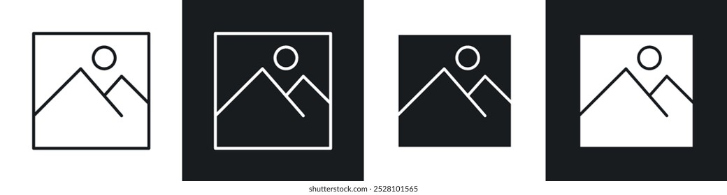 Picture vector icon set in black and white