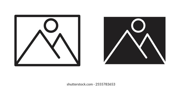 Picture vector icon set in black color.