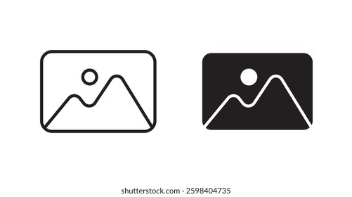 Picture vector icon set in black color.