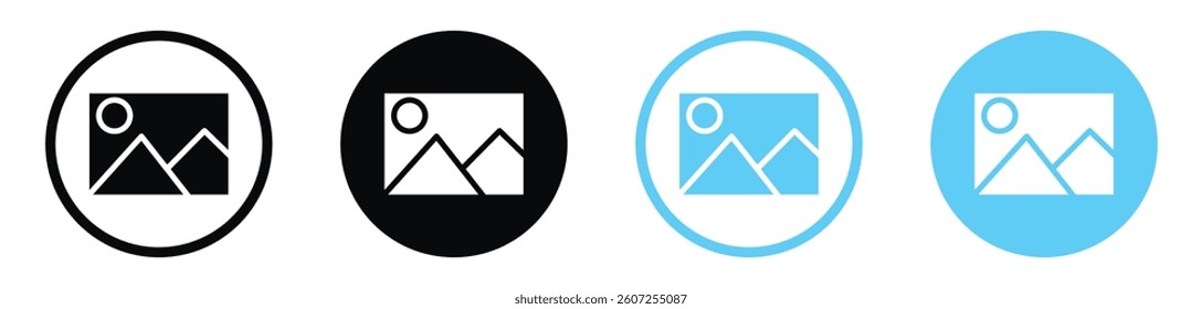 Picture vector icons in black and blue colors