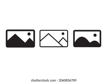 Picture vector icons set with different shapes. Set of picture icons, gallery icon vector sign isolated on white background