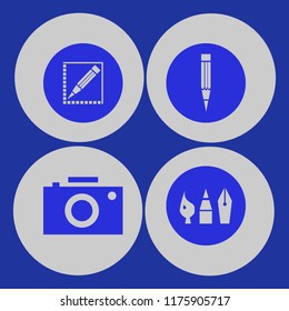 picture vector icons set. with drawing painting tools, camera and pencil in set