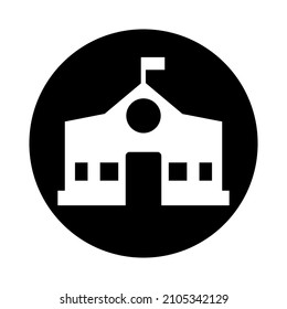 Picture vector of school building icon. Inside the circle. Black. School building logo. Flat image