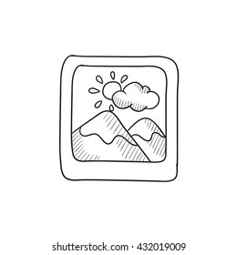 Picture vector sketch icon isolated on background. Hand drawn Picture icon. Picture sketch icon for infographic, website or app.