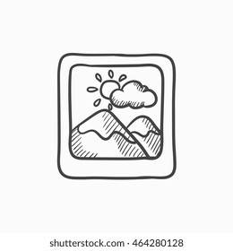Picture vector sketch icon isolated on background. Hand drawn Picture icon. Picture sketch icon for infographic, website or app.