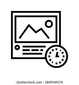 picture viewing time line icon vector. picture viewing time sign. isolated contour symbol black illustration