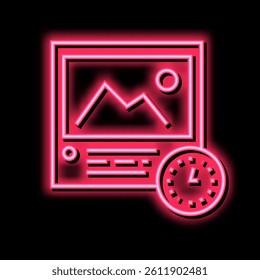 picture viewing time neon light sign vector. picture viewing time sign. isolated symbol illustration