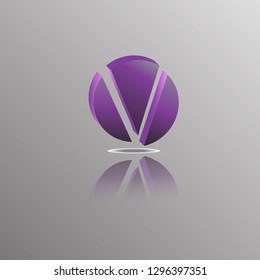 The picture is a violet logo with a shadow, logo is purple, a logo for a new company, a project.