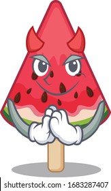 A picture of watermelon ice cream in devil cartoon design