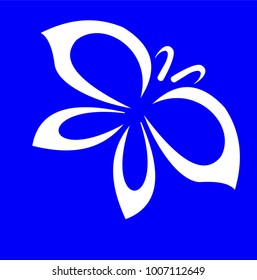 the picture white beautiful easy butterfly on a blue background. story books for children. sticker for home decor