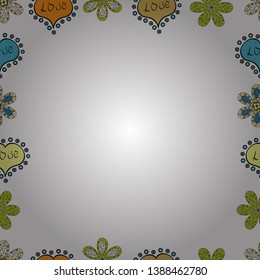 Picture in white, black and yellow colors. Seamless pattern. Doodles elements hand drawn frames. Vector.