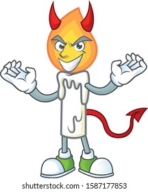 Picture of white candle as a Devil cartoon mascot