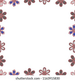 Picture in white, gray and red colors. Vector. Seamless. Quadratic frames doodles.