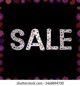 Picture in white, red and black colors. Vector illustration. Lettering. Summer Sale banner. Seamless. Vintage design.