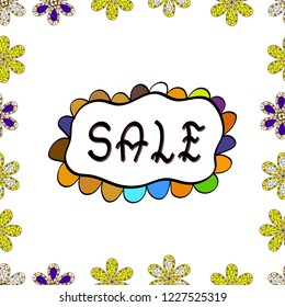 Picture in white, yellow and black colors. Seamless. Vector. Banner clearance sale.