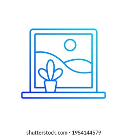 Picture windows gradient linear vector icon. Large, fixed-pane window without glazing bars. Natural light access. Thin line color symbols. Modern style pictogram. Vector isolated outline drawing